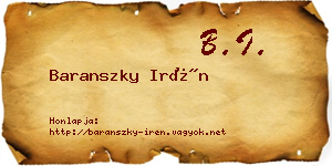 Baranszky Irén névjegykártya